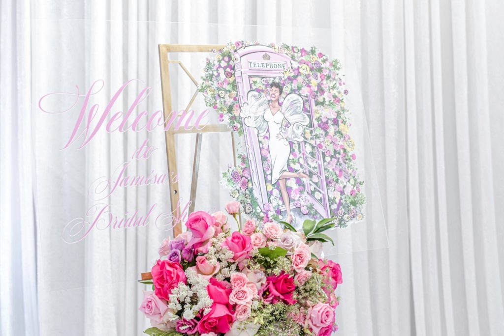 Luxe bridal shower welcome sign.