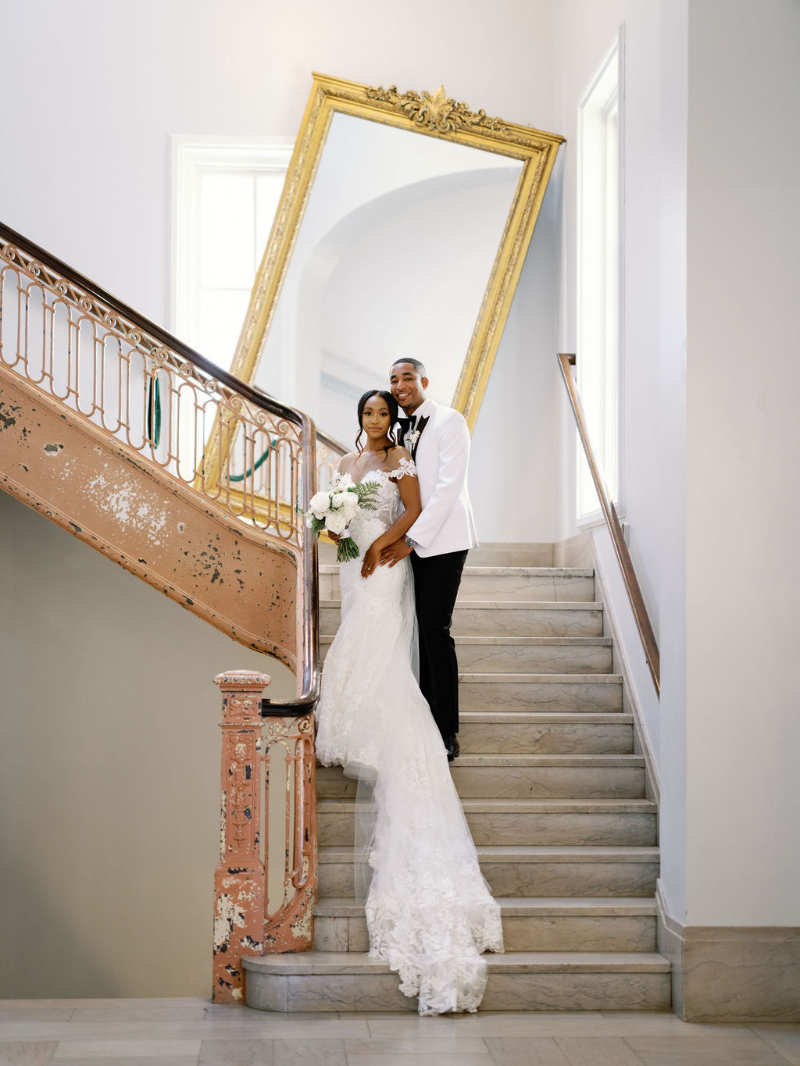 bride and groom photos inside the Line Hotel in Washington DC