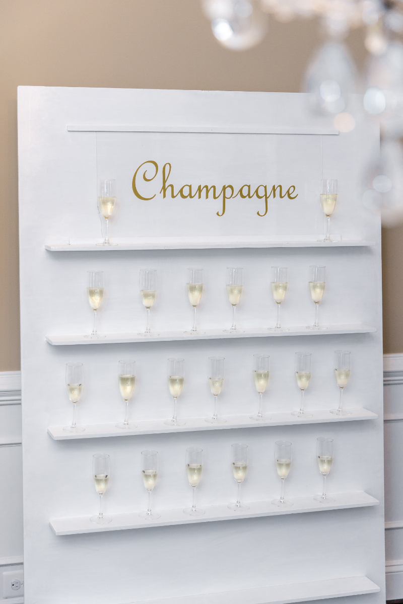champagne wall at DC baby shower