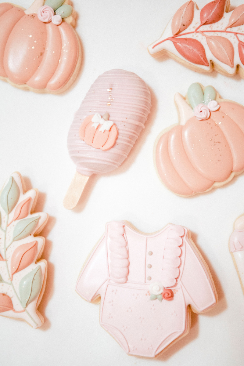pink baby shower cookies