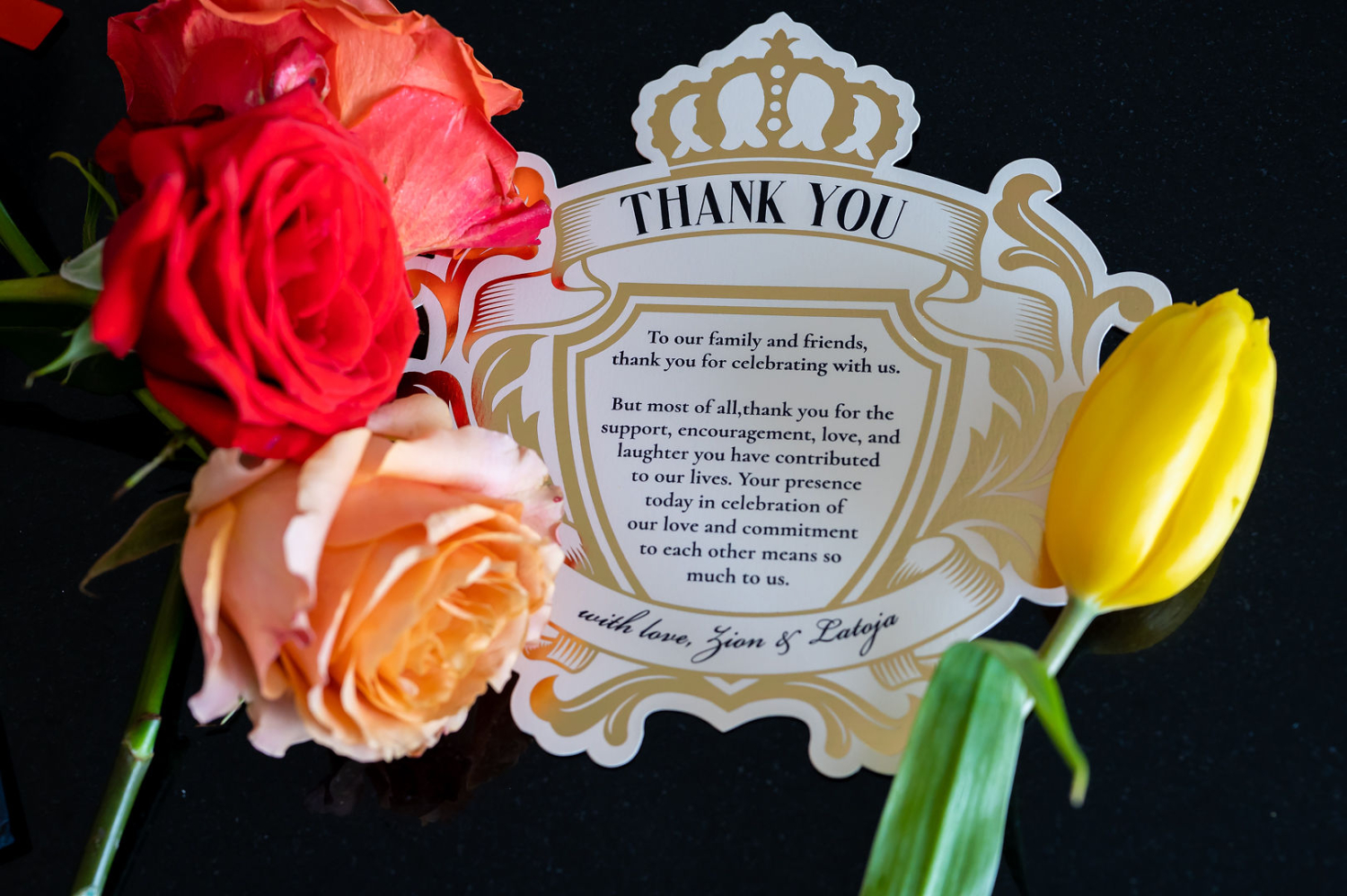 thank you cards for wedding tables