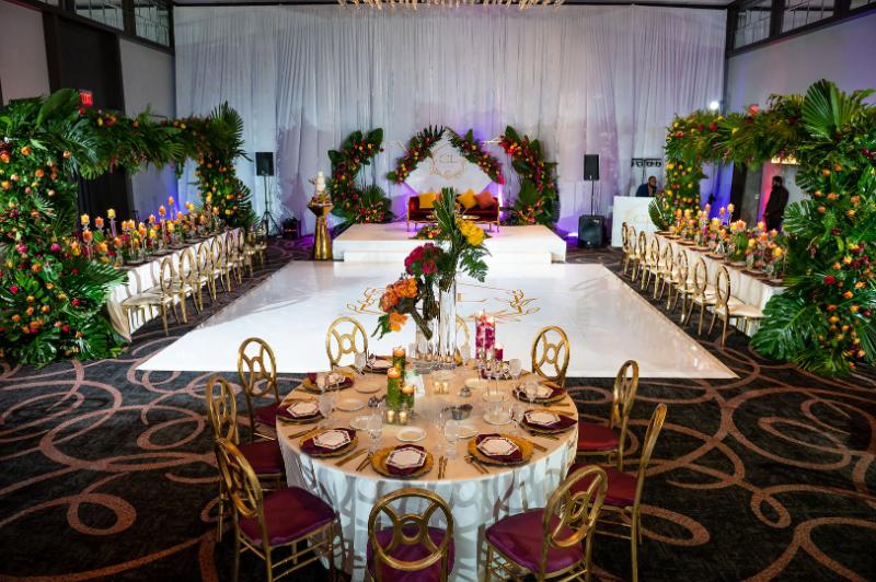 aerial view of luxury wedding reception at Hotel at the University of Maryland
