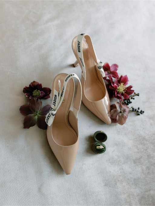 brides shoes laid out