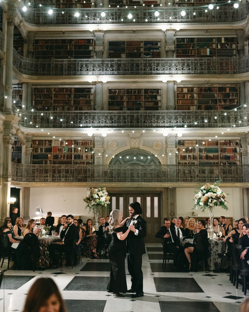 Dark academia wedding at Peabody Library