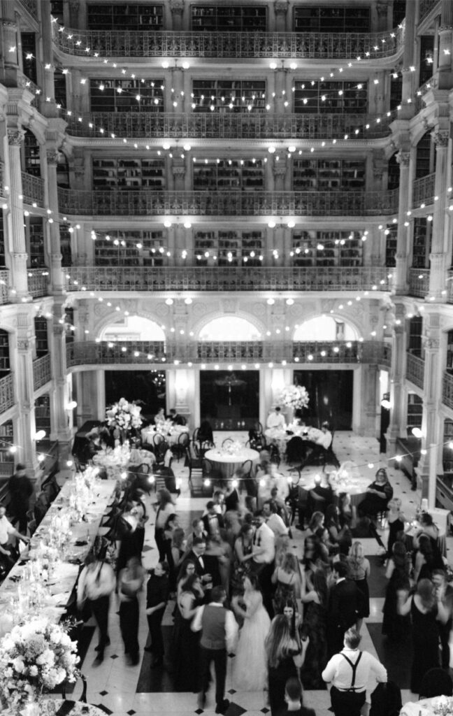 Dark academia wedding at Peabody Library