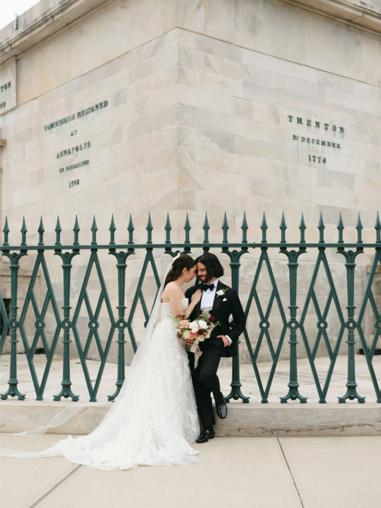 Dark academia wedding portraits