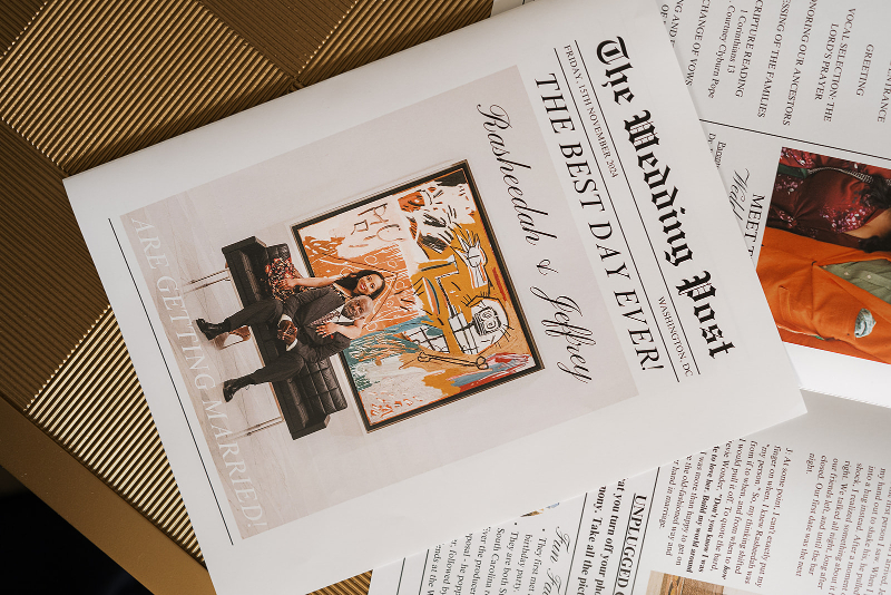 Wedding newspaper for DC wedding.