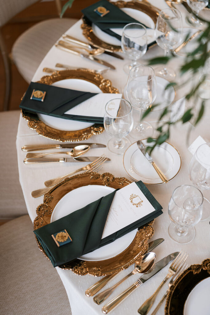 Custom place setting for wedding reception