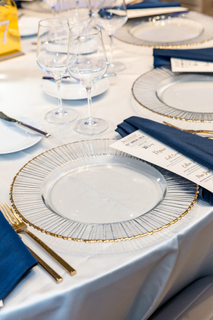 Corporate event planning design details for table setting.